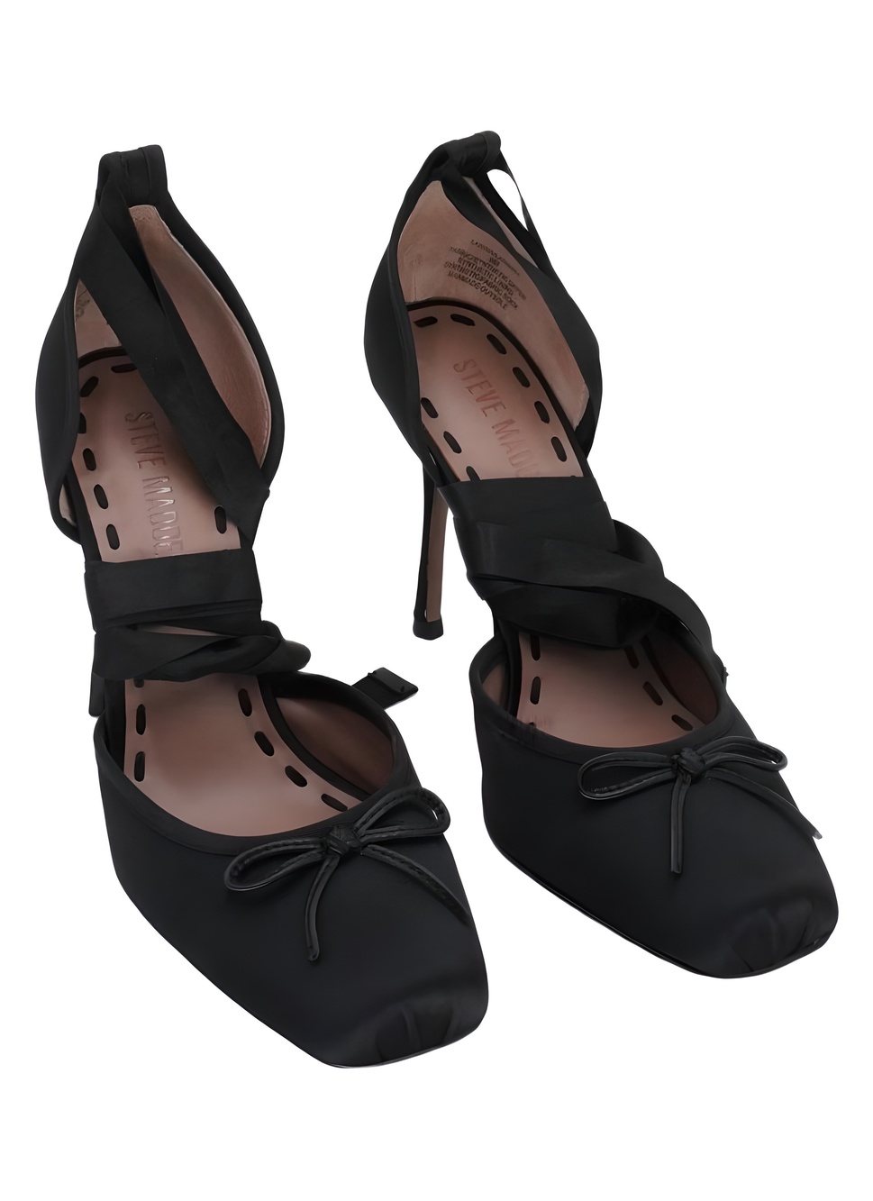 Steve Madden Larina Black Satin Lace-Up 4" Stiletto Heel Pumps Size 9M